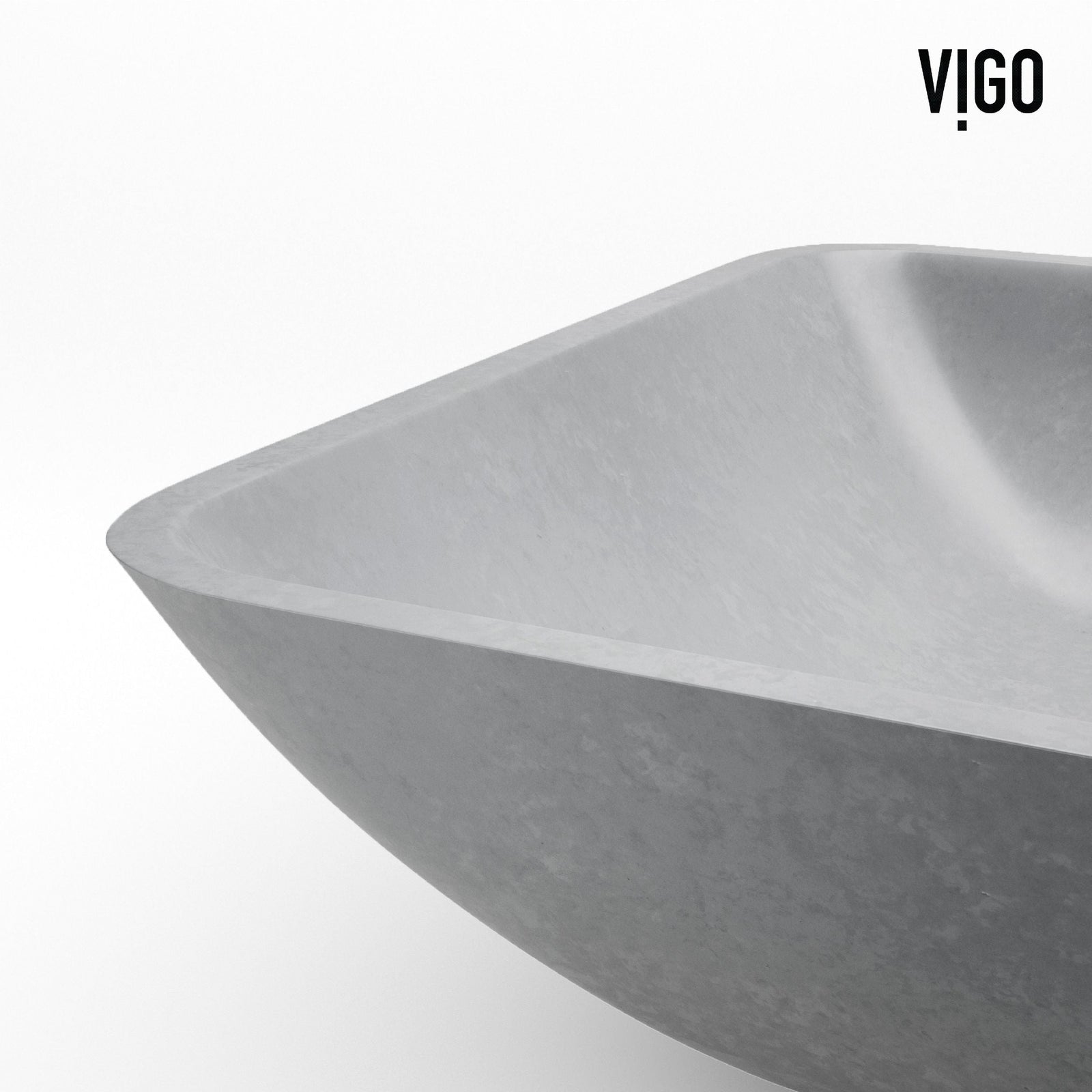 Duomo Gothic ConcretoStone Grey Bathroom Sink/Basin Set with Dunn Faucet and Rectangular Vessel Y2C4 - product image 3