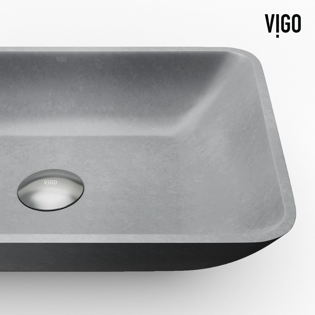 Duomo Gothic ConcretoStone Grey Bathroom Sink/Basin Set with Dunn Faucet and Rectangular Vessel Y2C4 - product image 5