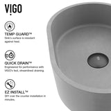 Giralda Gothic ConcretoStone 16x11-in Deep Grey Bathroom Sink/Basin with Rectangular Vessel H9V2 - product image 3