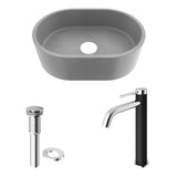 Giralda Gothic ConcretoStone Grey Bathroom Sink/Basin Set with Lexington Faucet and Oval Composite Vessel X1C5 - product image 2