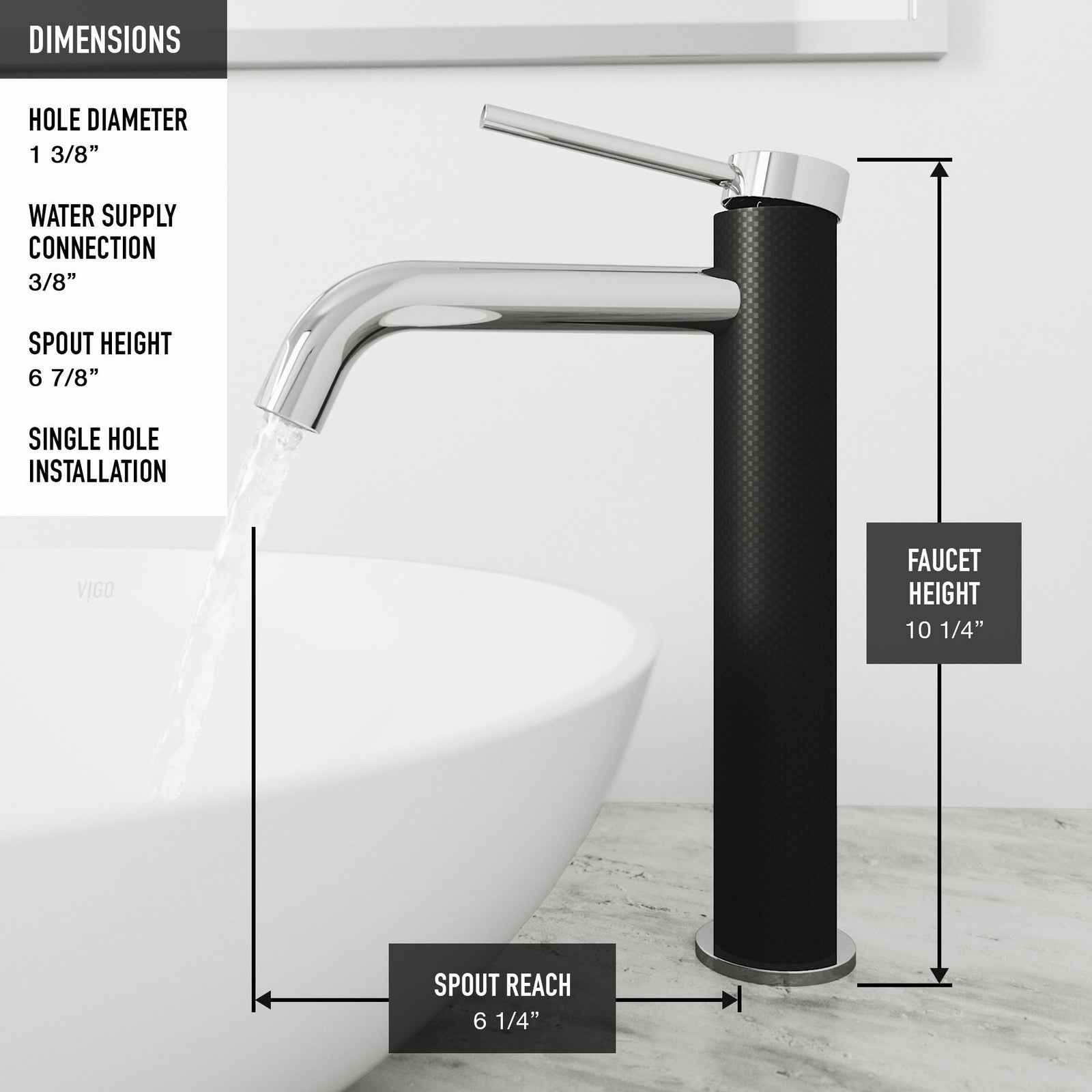 Giralda Gothic ConcretoStone Grey Bathroom Sink/Basin Set with Lexington Faucet and Oval Composite Vessel X1C5 - product image 5