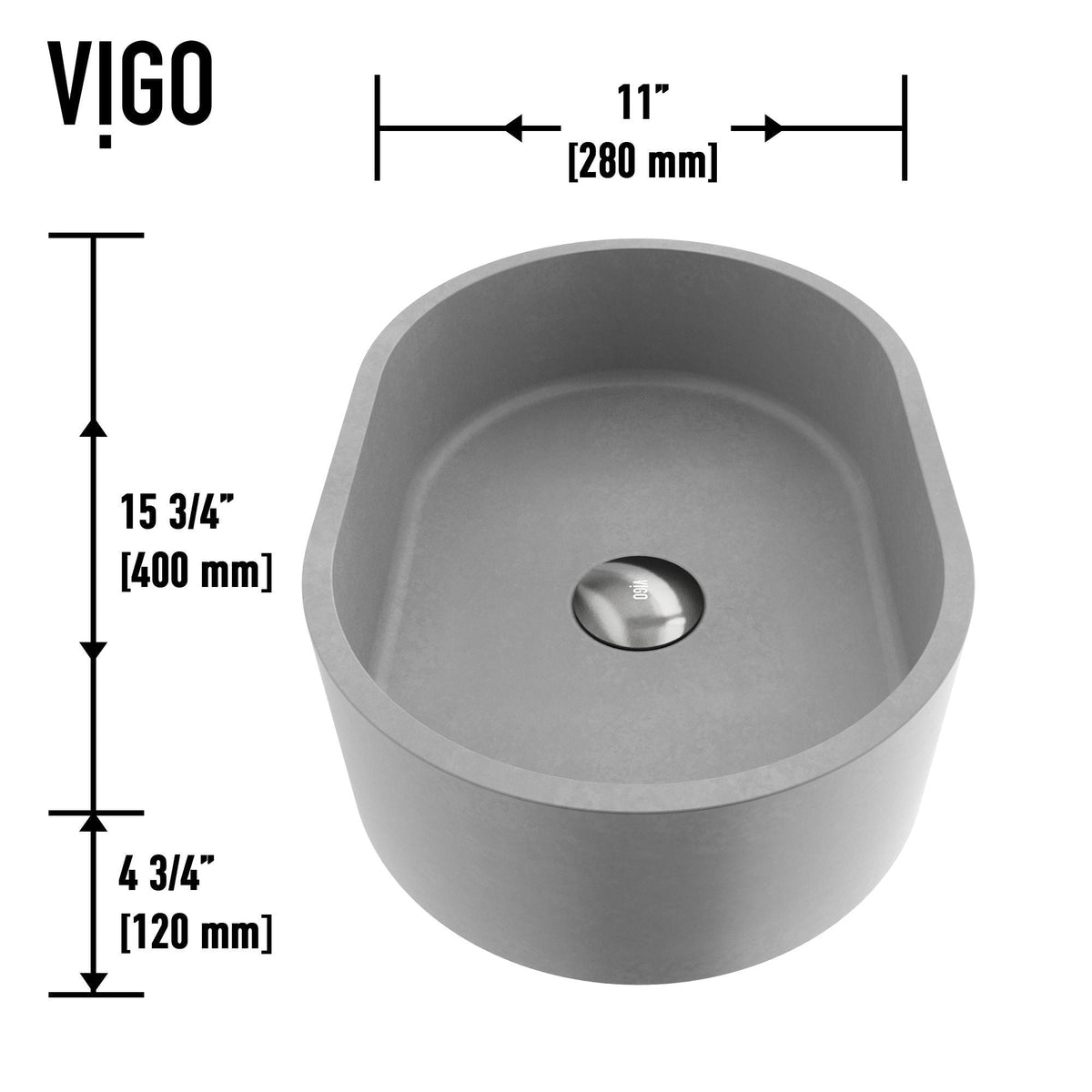 Giralda Gothic ConcretoStone Grey Bathroom Sink/Basin Set with Lexington Faucet and Oval Composite Vessel X1C5 - product image 6