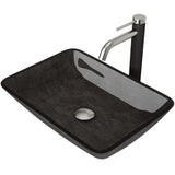Glass Grey Onyx Bathroom Sink/Basin Set with Lexington Faucet and Rectangular Vessel V9C8 - product image 1