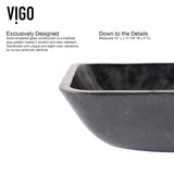 Glass Grey Onyx Bathroom Sink/Basin Set with Lexington Faucet and Rectangular Vessel H0O1 - product image 8