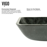 Glass Grey Onyx Bathroom Sink/Basin Set with Matte Gold Lexington Faucet and Rectangular Vessel L7D1 - product image 3