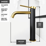 Glass Grey Onyx Bathroom Sink/Basin Set with Matte Gold Lexington Faucet and Rectangular Vessel J2P4 - product image 5