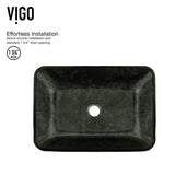 Glass Grey Onyx Bathroom Sink/Basin Set with Matte Gold Lexington Faucet and Rectangular Vessel L7D1 - product image 6