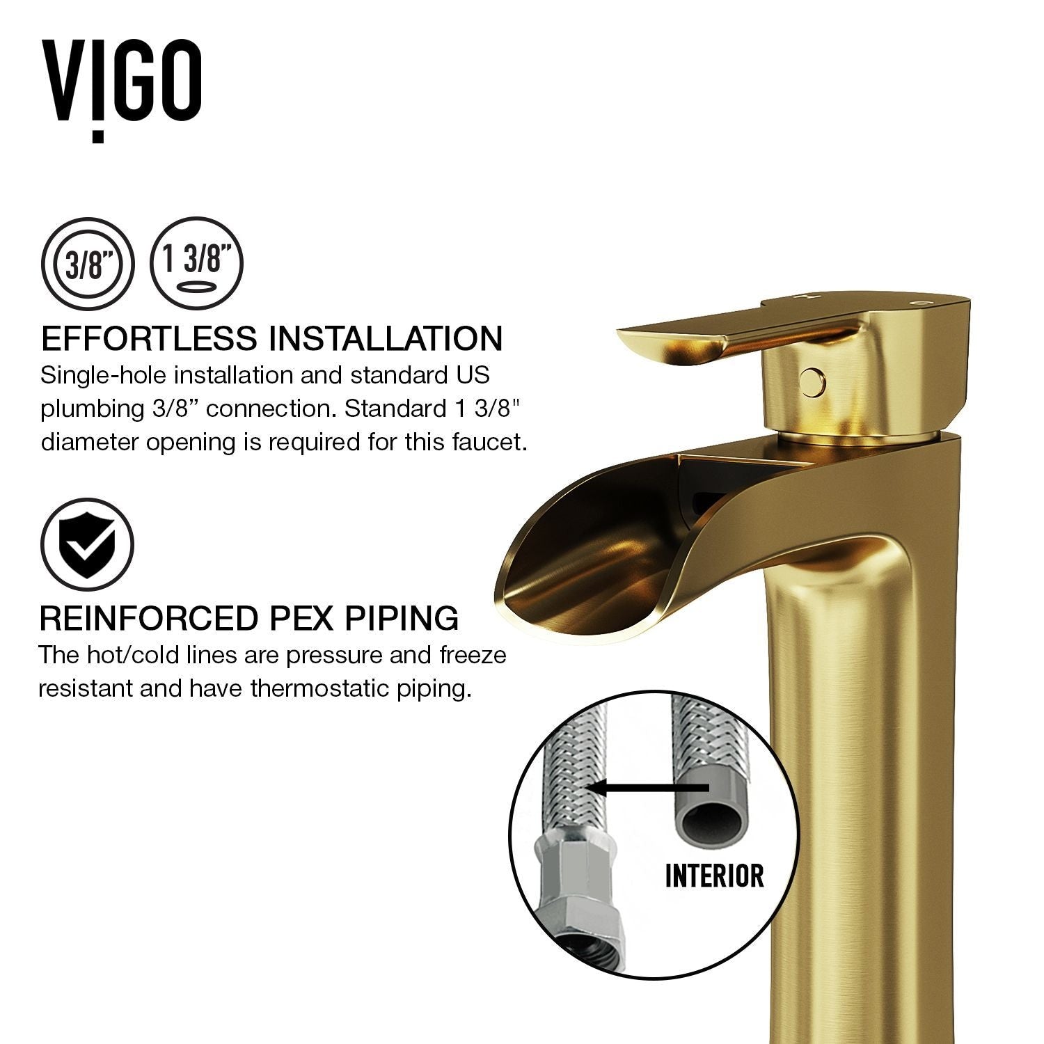 Glass Grey Onyx Bathroom Sink/Basin Set with Matte Gold Niko Faucet and Rectangular Vessel X1B1 - product image 4