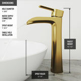 Glass Grey Onyx Bathroom Sink/Basin Set with Matte Gold Niko Faucet and Rectangular Vessel X1B1 - product image 7