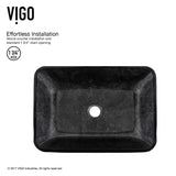 Glass Grey Onyx Bathroom Sink/Basin Set with Niko Faucet and Rectangular Vessel B3M7 - product image 4