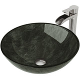 Glass Grey Onyx Bathroom Sink/Basin Set with Niko Faucet and Round Vessel L4N8 - product image 1