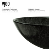 Glass Grey Onyx Bathroom Sink/Basin Set with Niko Faucet and Round Vessel L4N8 - product image 8