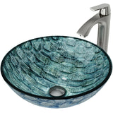 Glass Oceania Blue Bathroom Sink/Basin Set with Linus Faucet and Round Vessel G6J9 - product image 1