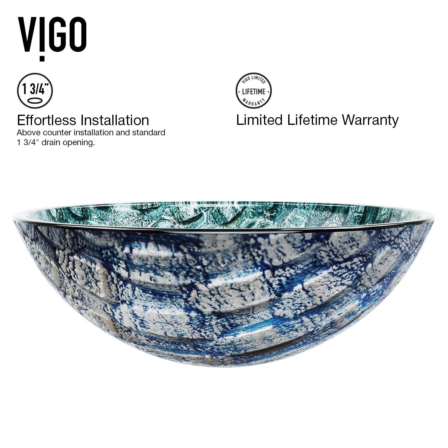 Glass Oceania Blue Bathroom Sink/Basin Set with Linus Faucet and Round Vessel G6J9 - product image 5