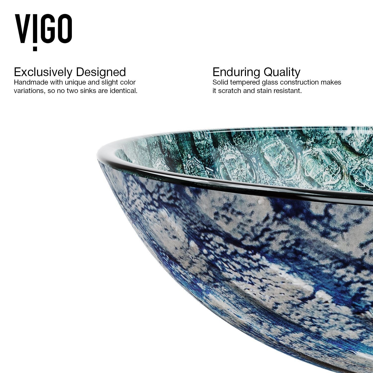 Glass Oceania Blue Bathroom Sink/Basin Set with Linus Faucet and Round Vessel H1O8 - product image 8