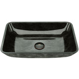 Glass Rectangular Vessel Bathroom Sink/Basin, Grey Onyx S2S2 - product image 1