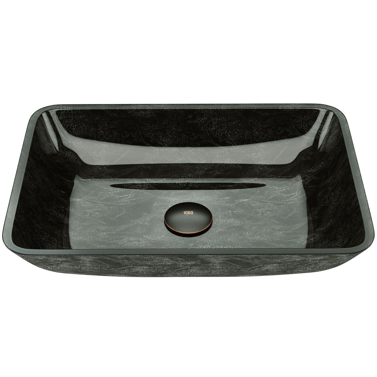 Glass Rectangular Vessel Bathroom Sink/Basin, Grey Onyx S2S2 - product image 1