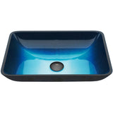 Glass Rectangular Vessel Bathroom Sink/Basin, Turquoise V6U1 - product image 1