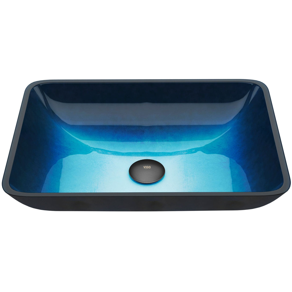 Glass Rectangular Vessel Bathroom Sink/Basin, Turquoise V6U1 - product image 1