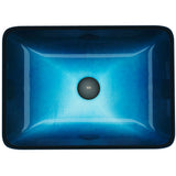 Glass Rectangular Vessel Bathroom Sink/Basin, Turquoise V6U1 - product image 2