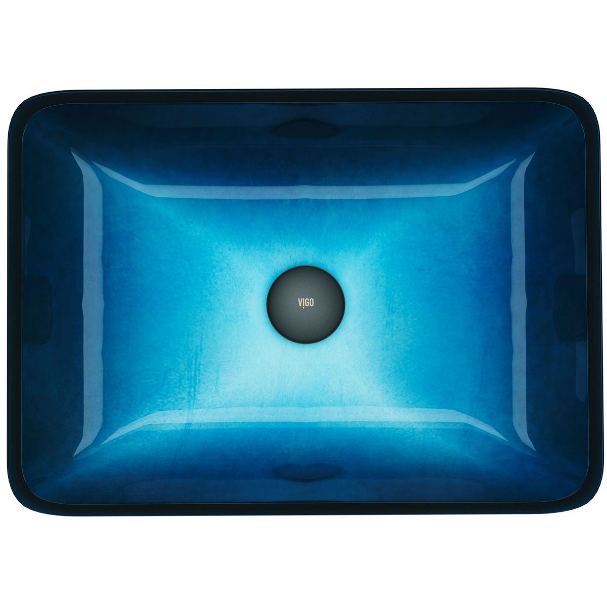 Glass Rectangular Vessel Bathroom Sink/Basin, Turquoise V6U1 - product image 2
