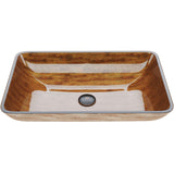 Glass Rectangular Vessel Bathroom Sink/Basin with Rounded Edges & Deep Bowl, Amber Sunset L2D6 - product image 1
