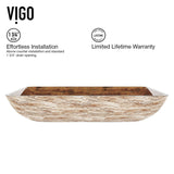 Glass Rectangular Vessel Bathroom Sink/Basin with Rounded Edges & Deep Bowl, Amber Sunset L2D6 - product image 5