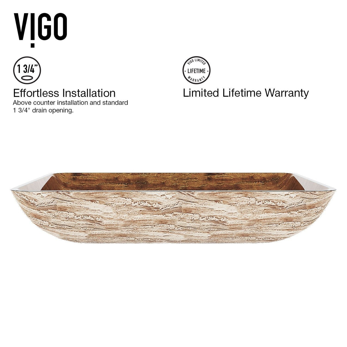 Glass Rectangular Vessel Bathroom Sink/Basin with Rounded Edges & Deep Bowl, Amber Sunset L2D6 - product image 5