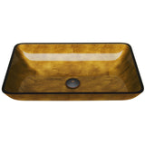 Glass Rectangular Vessel Bathroom Sink/Basin with Rounded Edges & Deep Bowl, Copper M6Z3 - product image 1