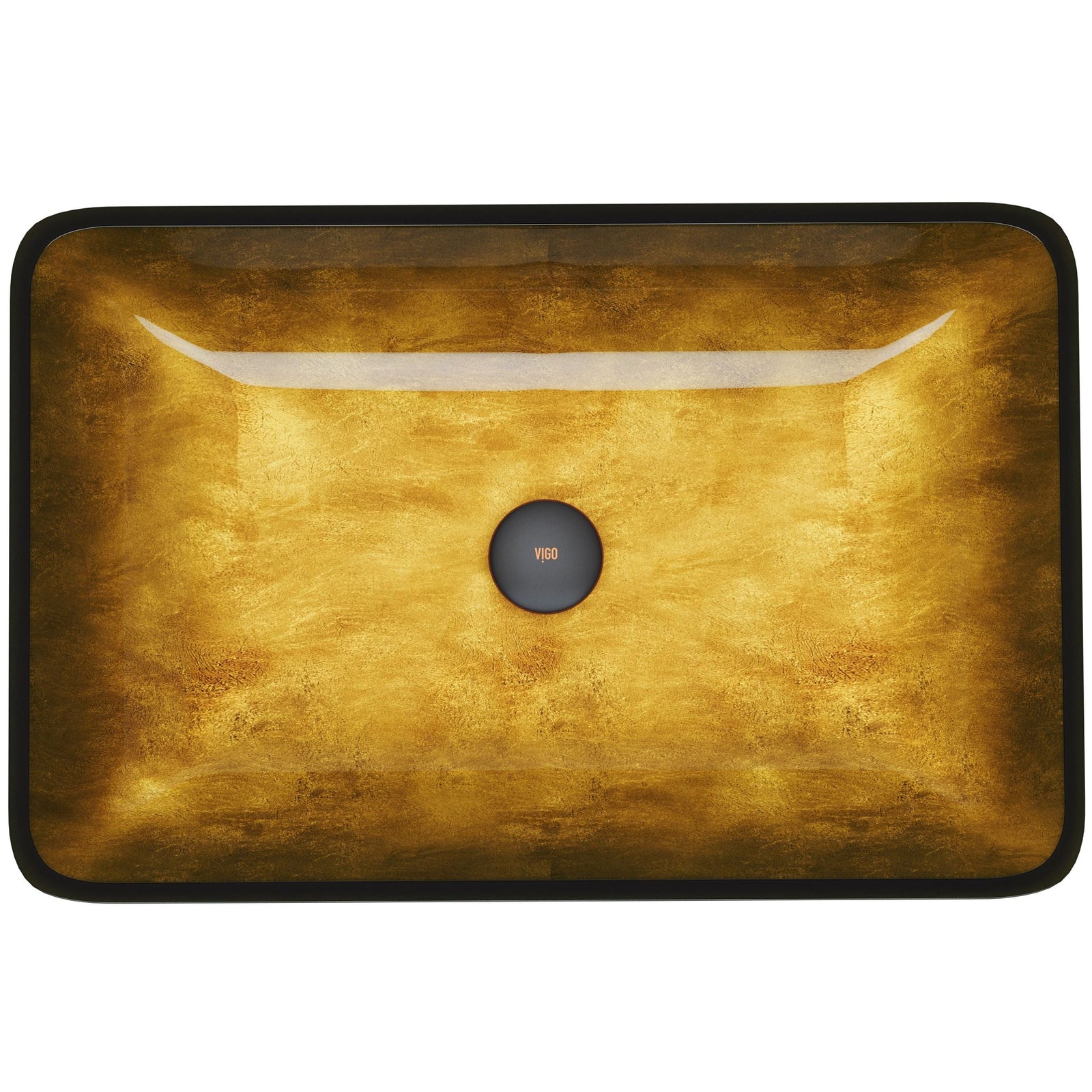 Glass Rectangular Vessel Bathroom Sink/Basin with Rounded Edges & Deep Bowl, Copper M6Z3 - product image 2