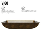 Glass Rectangular Vessel Bathroom Sink/Basin with Rounded Edges & Deep Bowl, Copper M6Z3 - product image 3