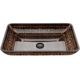 Glass Rectangular Vessel Bathroom Sink/Basin with Rounded Edges & Deep Bowl, Gold T5I1 - product image 1
