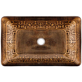 Glass Rectangular Vessel Bathroom Sink/Basin with Rounded Edges & Deep Bowl, Gold T5I1 - product image 2