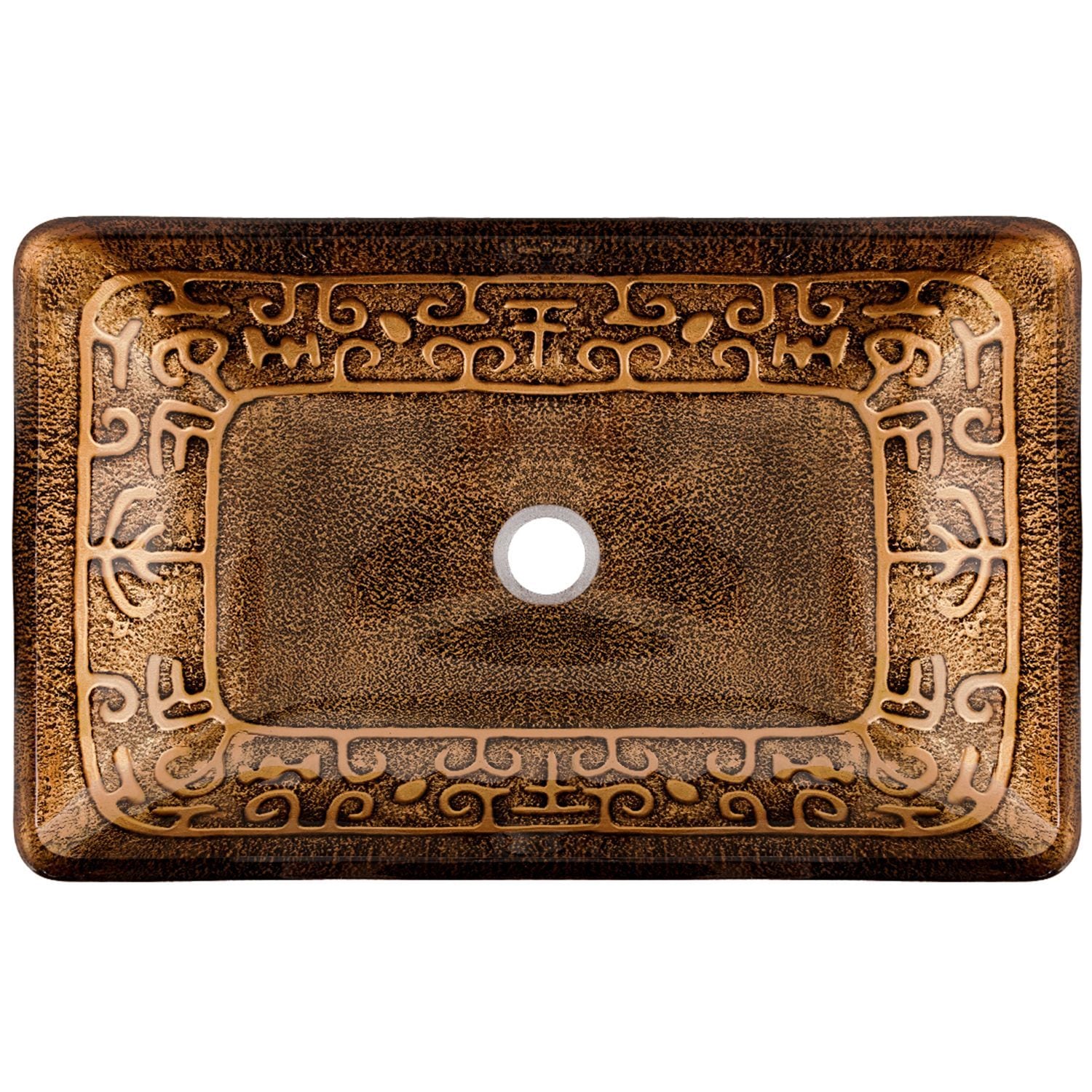 Glass Rectangular Vessel Bathroom Sink/Basin with Rounded Edges & Deep Bowl, Gold T5I1 - product image 2