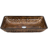 Glass Rectangular Vessel Bathroom Sink/Basin with Rounded Edges & Deep Bowl, Gold T5I1 - product image 3