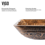 Glass Rectangular Vessel Bathroom Sink/Basin with Rounded Edges & Deep Bowl, Gold T5I1 - product image 4