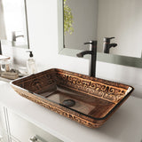 Glass Rectangular Vessel Bathroom Sink/Basin with Rounded Edges & Deep Bowl, Gold T5I1 - product image 8