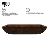 Glass Rectangular Vessel Bathroom Sink/Basin with Rounded Edges & Deep Bowl, Russet X1I9 - product image 5