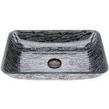 Glass Rectangular Vessel Bathroom Sink/Basin with Rounded Edges & Deep Bowl, Titanium V0L1 - product image 1