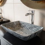 Glass Rectangular Vessel Bathroom Sink/Basin with Rounded Edges & Deep Bowl, Titanium V0L1 - product image 6