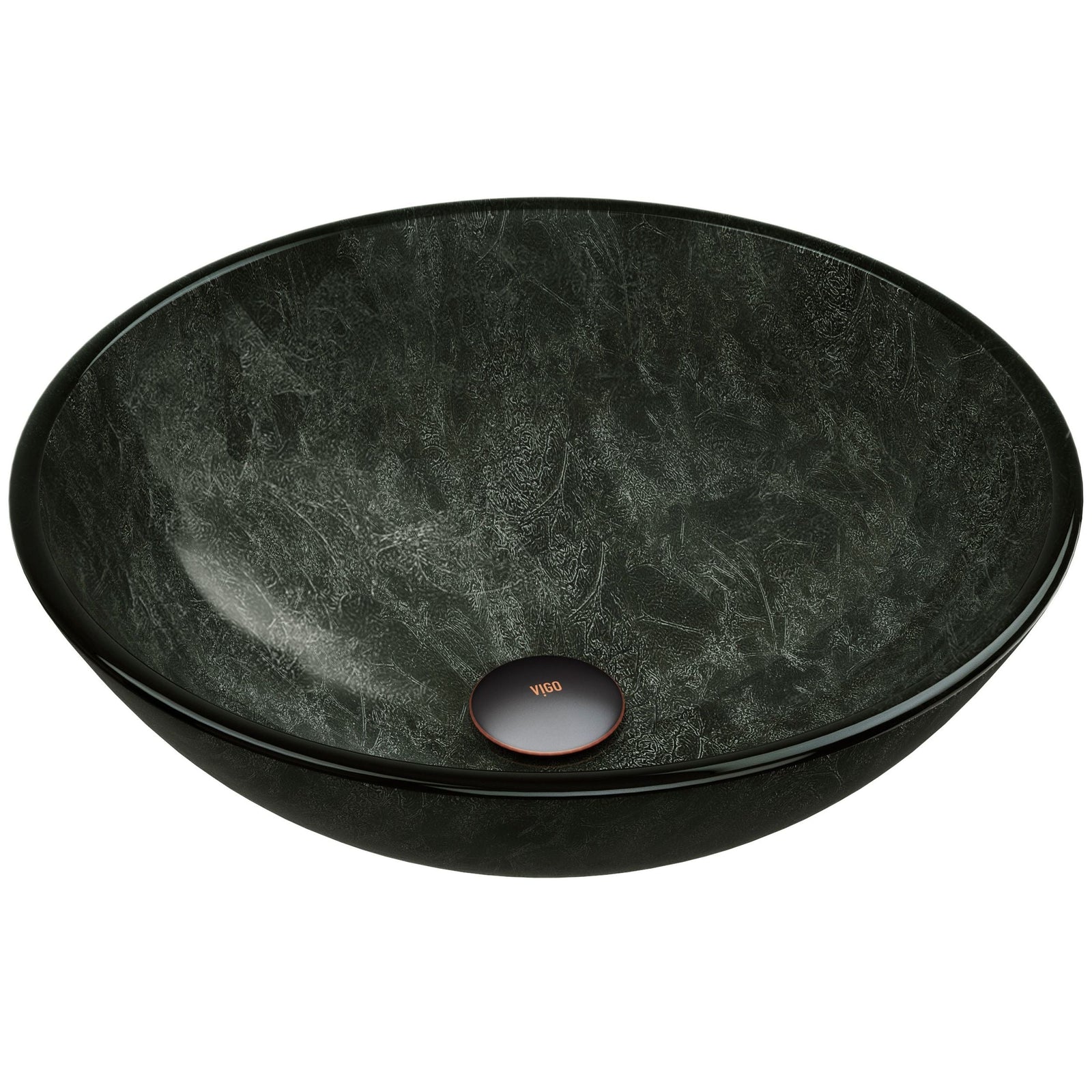 Glass Round Vessel Bathroom Sink/Basin with Deep Bowl, Gray A8O2 - product image 1