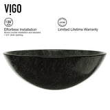 Glass Round Vessel Bathroom Sink/Basin with Deep Bowl, Gray A8O2 - product image 3