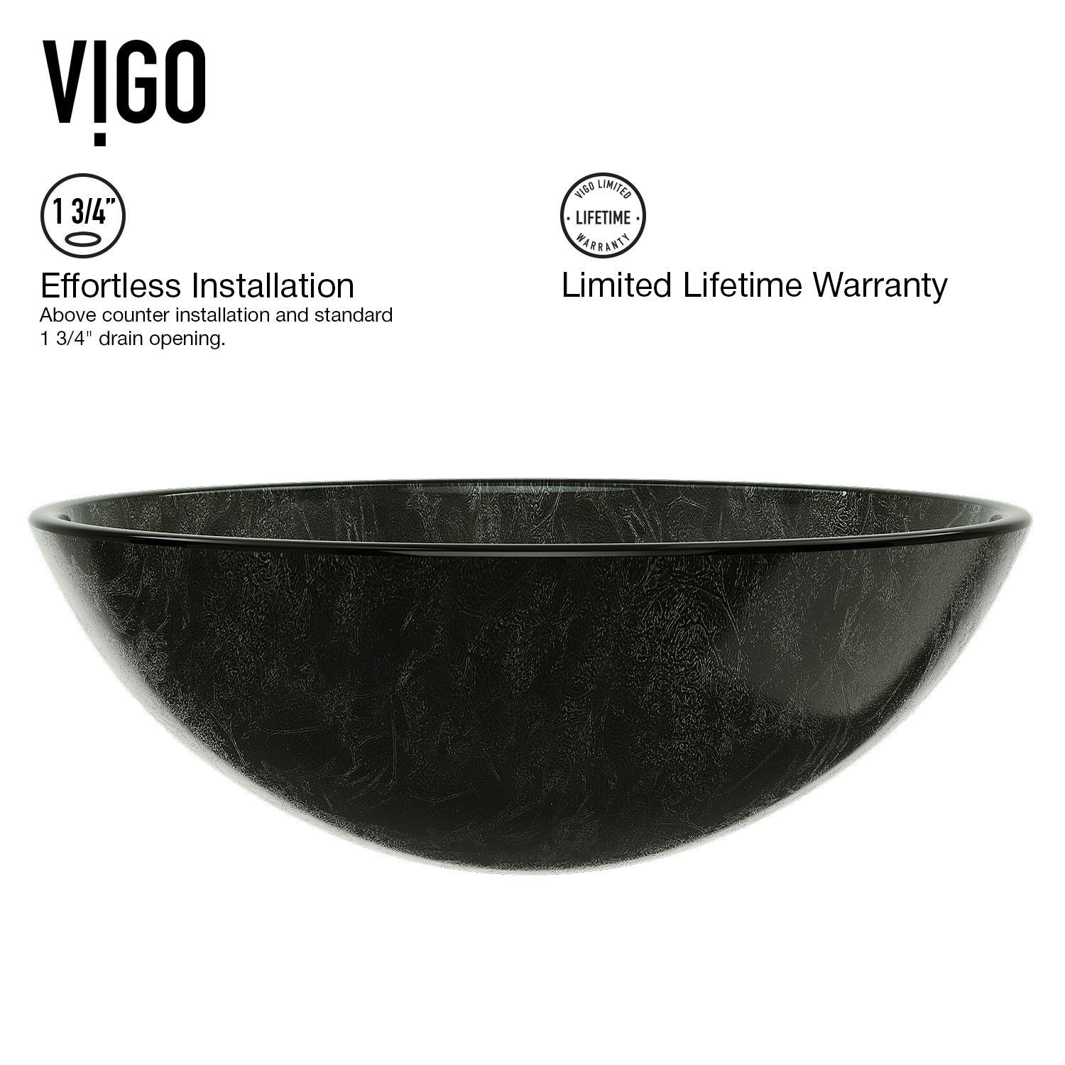 Glass Round Vessel Bathroom Sink/Basin with Deep Bowl, Gray A8O2 - product image 3