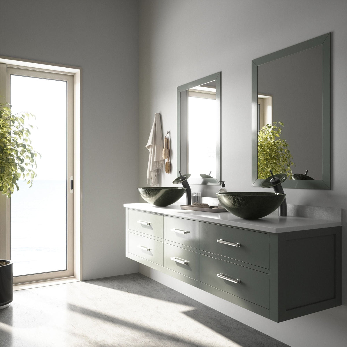 Glass Round Vessel Bathroom Sink/Basin with Deep Bowl, Gray A8O2 - product image 7
