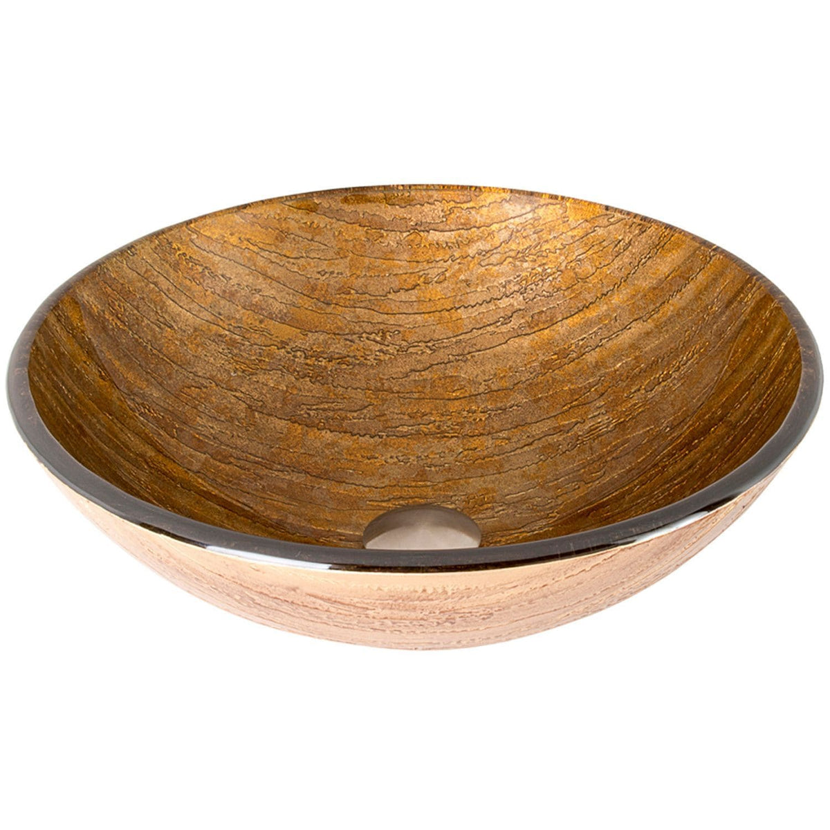 Glass Round Vessel Bathroom Sink/Basin with Rounded Edges & Deep Bowl, Amber Sunset V6W1 - product image 1