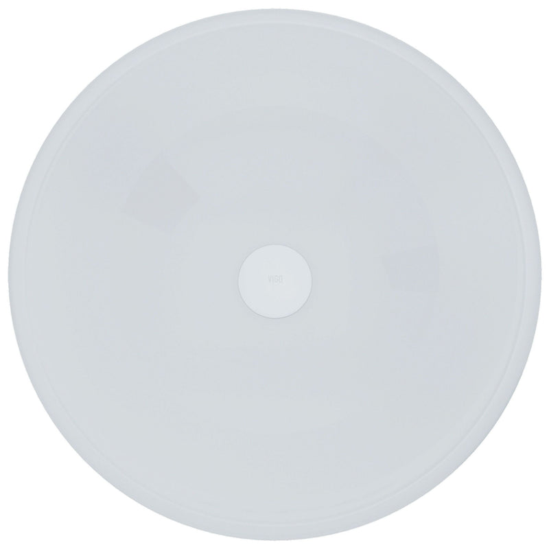 Glass Round Vessel Bathroom Sink/Basin with Rounded Edges & Deep Bowl, White Y0K1
