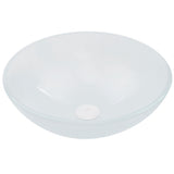 Glass Round Vessel Bathroom Sink/Basin with Rounded Edges & Deep Bowl, White Y0K1 - product image 2