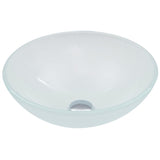 Glass Round Vessel Bathroom Sink/Basin with Rounded Edges & Deep Bowl, White Y0K1 - product image 3
