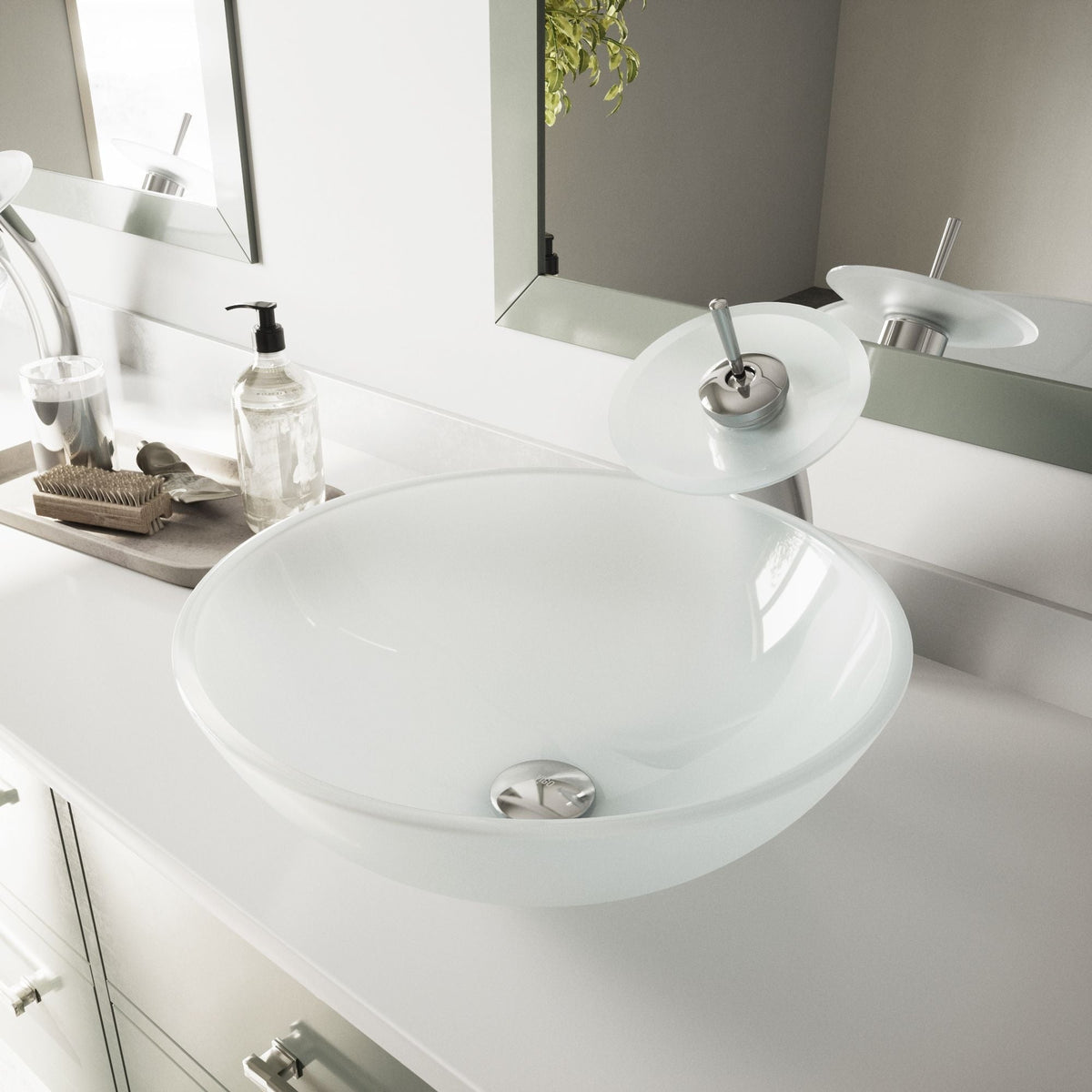 Glass Round Vessel Bathroom Sink/Basin with Rounded Edges & Deep Bowl, White Y0K1 - product image 7