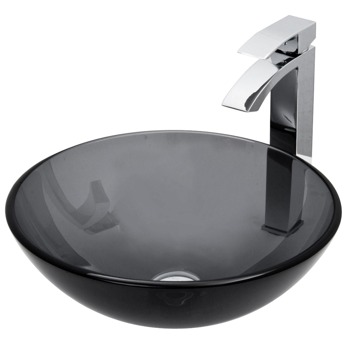 Glass Sheer Black Bathroom Sink/Basin Set with Duris Faucet and Round Vessel U7M7 - product image 1